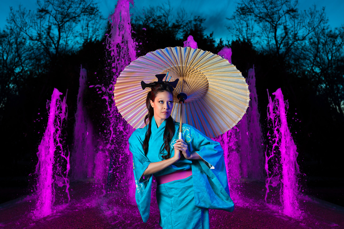 Woman posing in blue chinese hanfu with umbrella, hanfu, traditional chinese hanfu, photography workshop, atlanta photography workshop